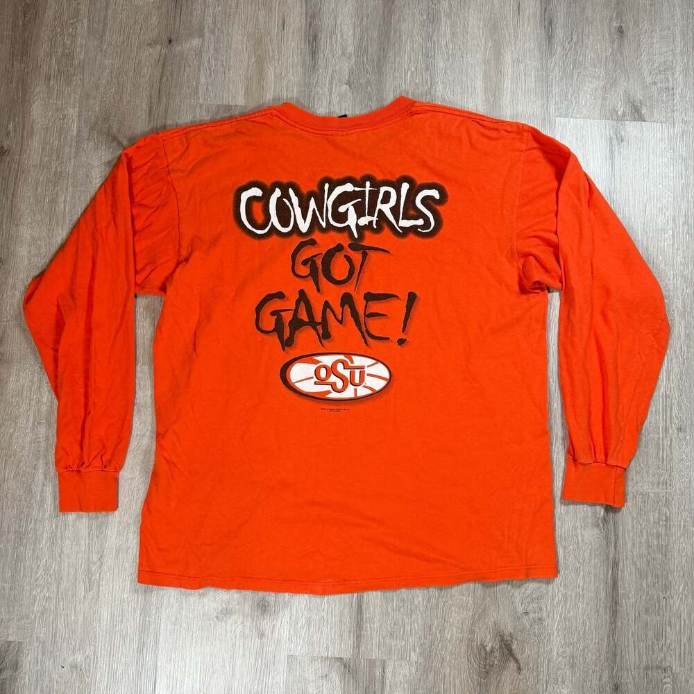 Mens Vintage 1998 Oklahoma State Cowgirls Basketball Long Sleeve T-Shirt XL